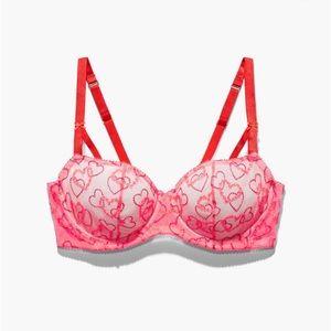 Hearts Embroidery Balconette Bra